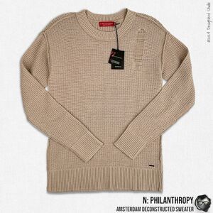 N:PHILANTHROPY AMSTERDAM DECONSTRUCTED SWEATER IN AUTUMN BLONDE BEIGE SIZE SMALL